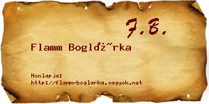 Flamm Boglárka névjegykártya